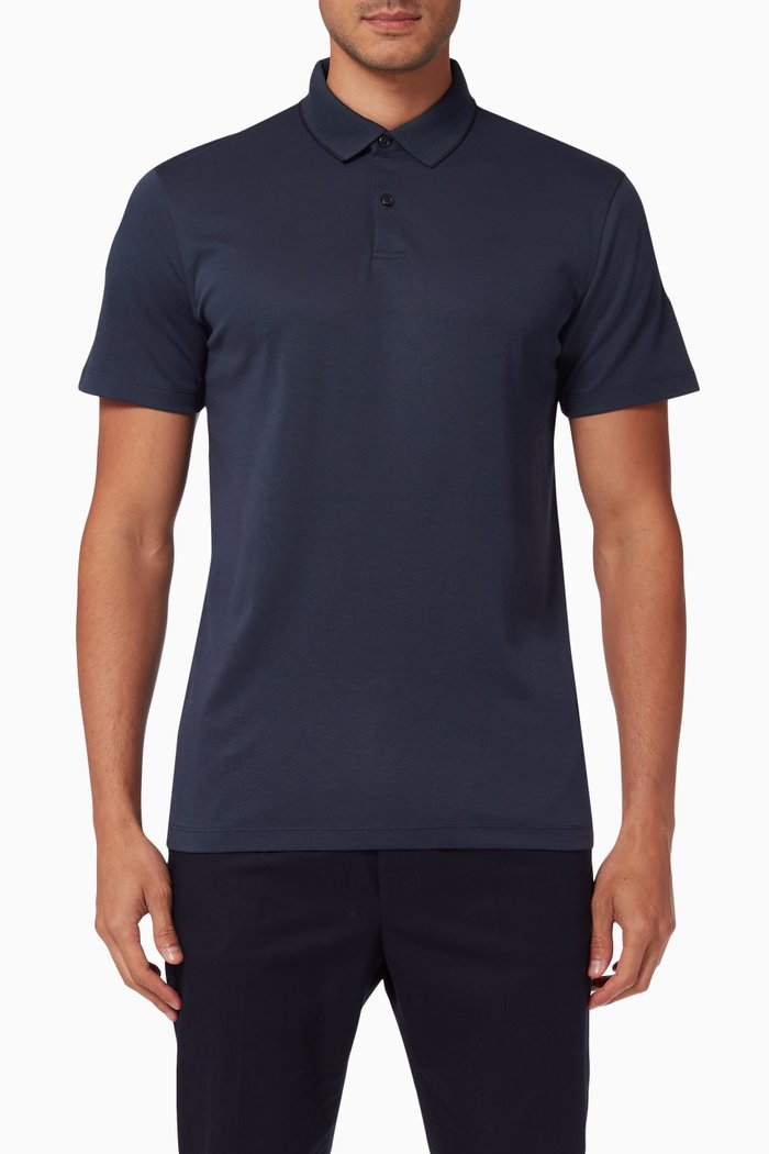 

Pique Polo Shirt in Organic Cotton, Blue