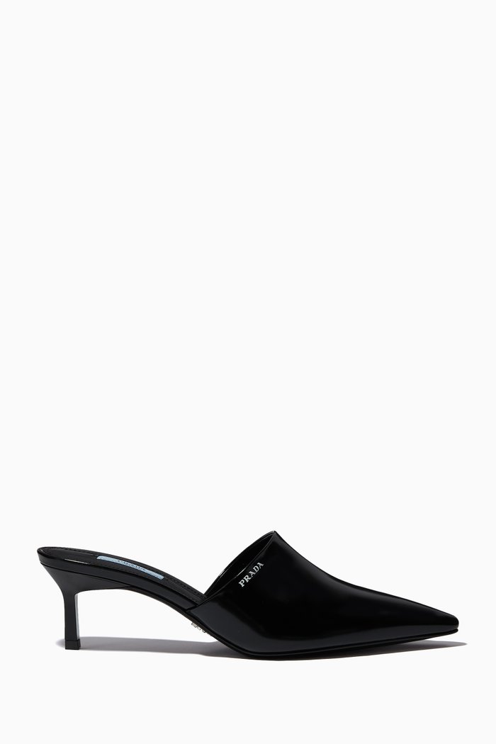 

Pointed 55 Mules in Smooth Leather, Black