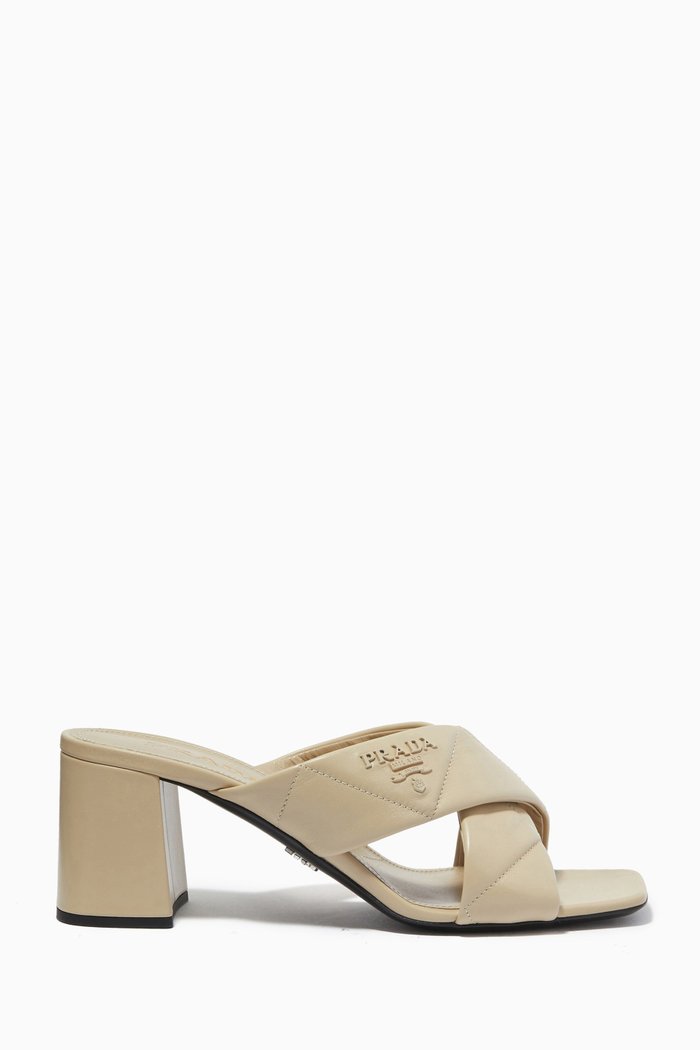 

Logo 55 Mules in Quilted Nappa, Neutral