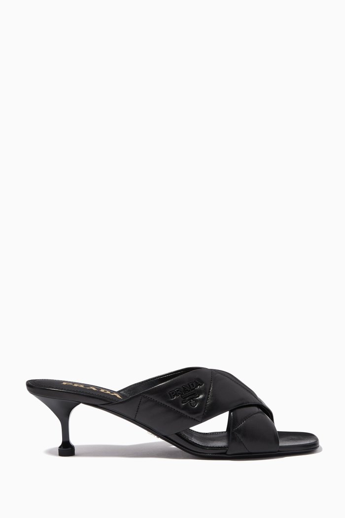 

Logo 55 Mules in Quilted Nappa, Black
