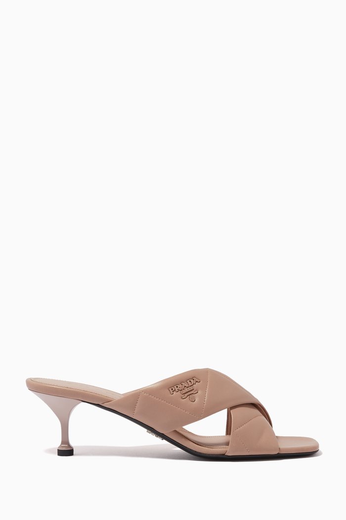 

Logo 55 Mules in Quilted Nappa, Neutral