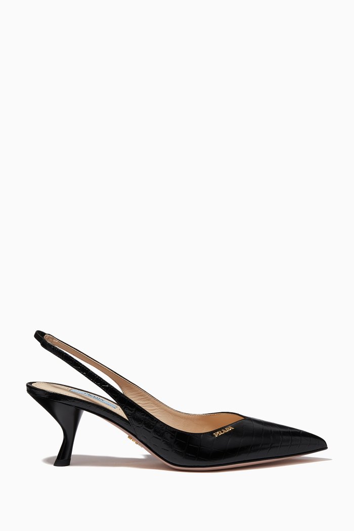 

Slingback 65 Pumps in Croc-Embossed Leather, Black