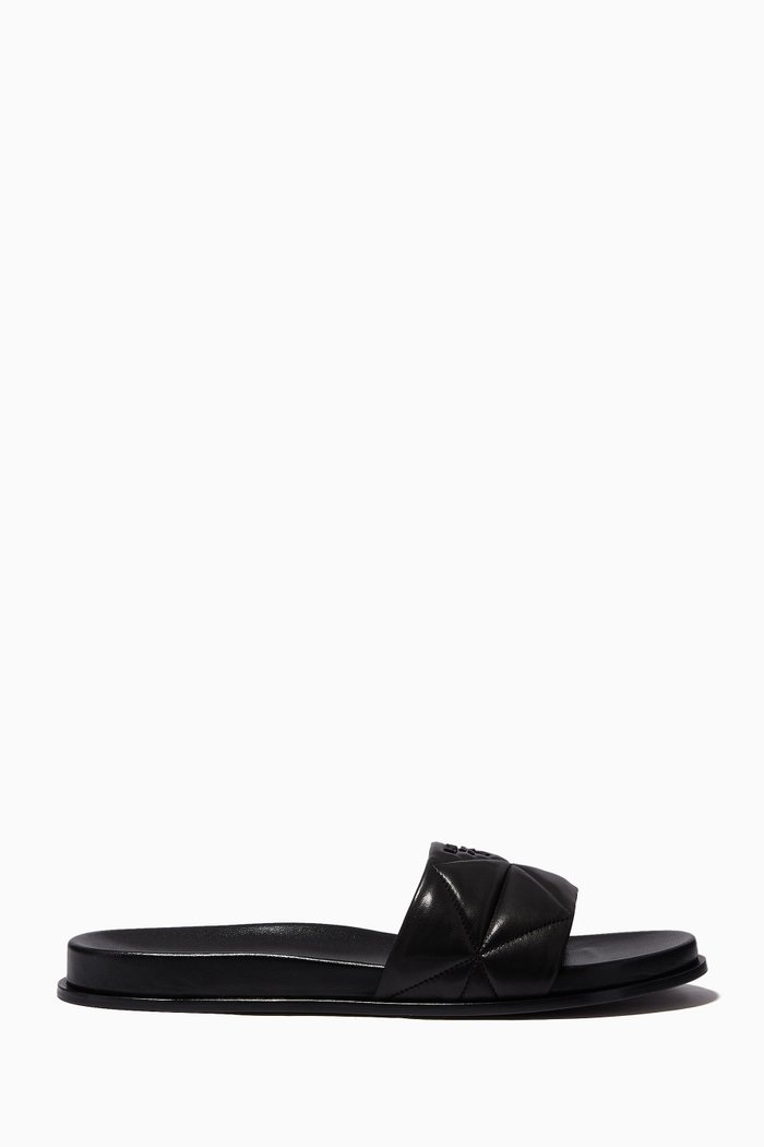 

Logo Slides in Quilted Nappa, Black