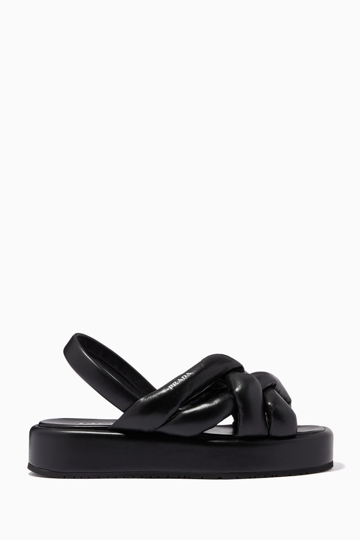 

Logo Platform Sandals in Nappa, Black