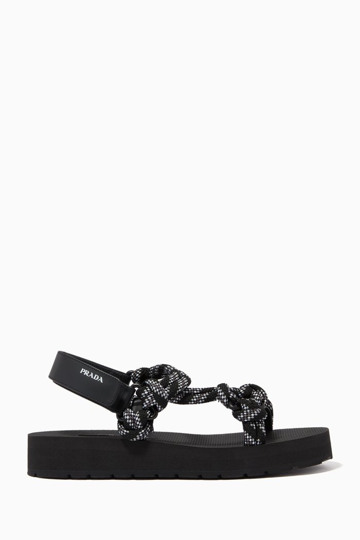 

Platform Sandals in Nastro Jacquard, Black