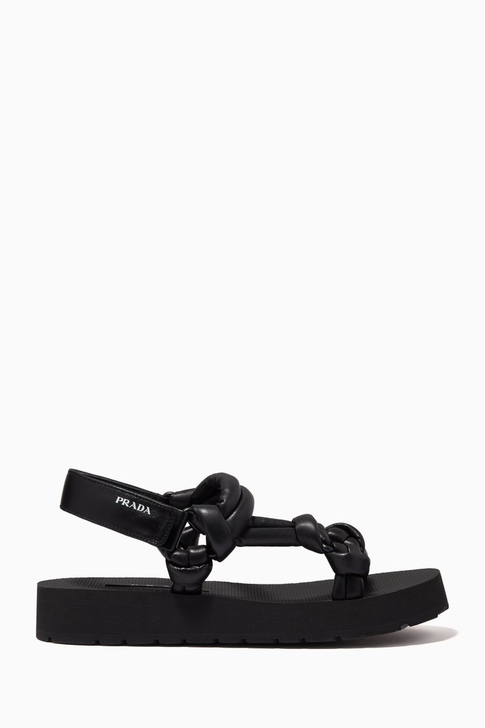 Logo Platform Sandals in Nappa, Black