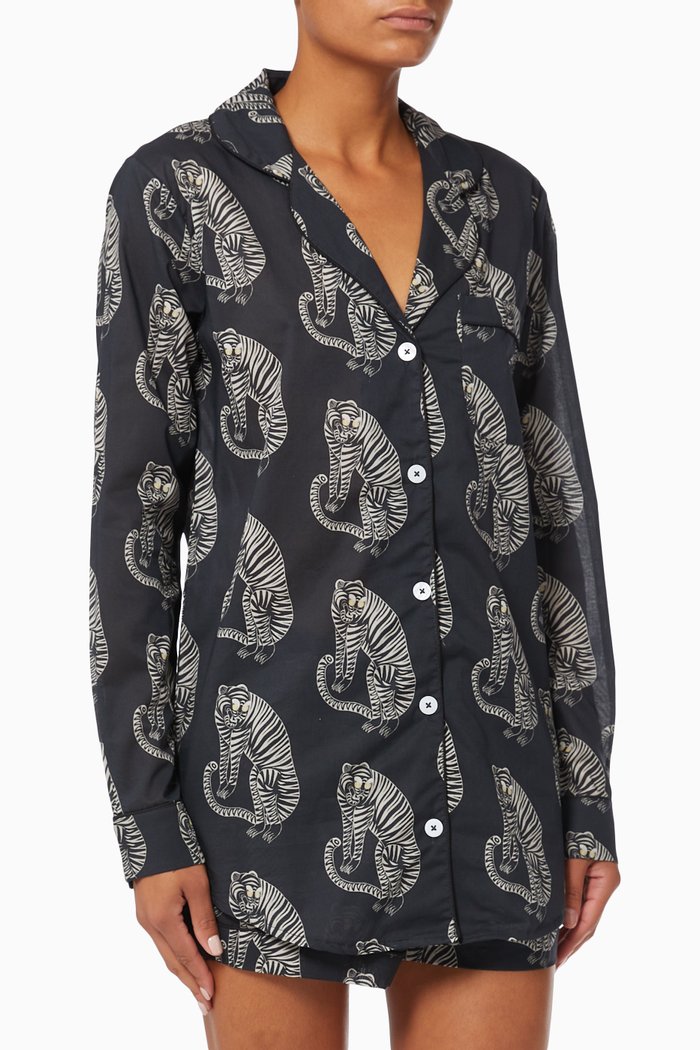 

Sansindo Tiger Signature Cotton Pyjama Set, Black