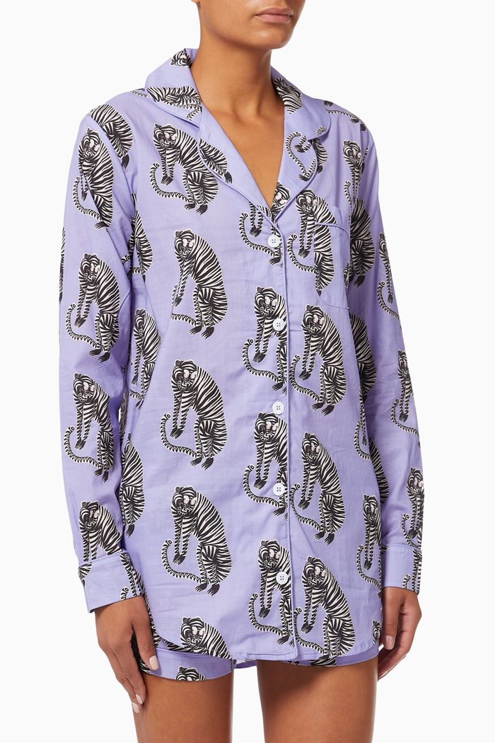 

Sansindo Tiger Signature Cotton Pyjama Set, Purple