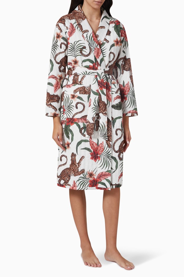

Soleia Quilted Robe in Cotton, Multicolour