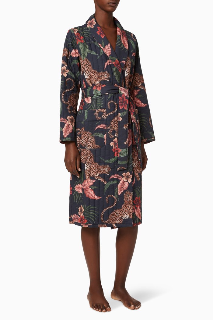 

Soleia Quilted Cotton Robe, Blue