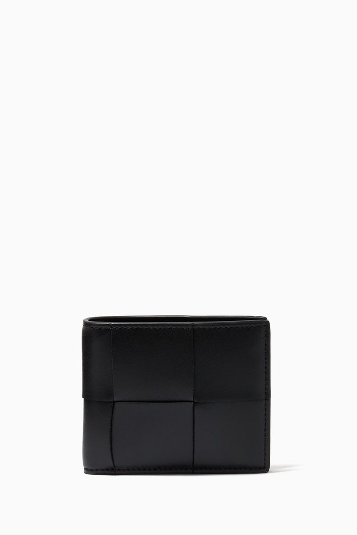 

Bi-fold Wallet in Intrecciato Urban Leather, Black