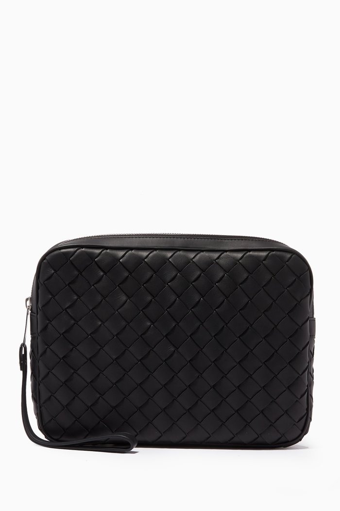 

Document Case in Intrecciato Hydrology Calfskin, Black