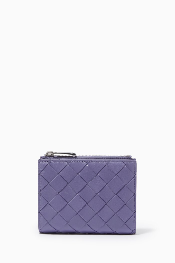 Mini Bi-fold Wallet in Intrecciato Nappa, Purple