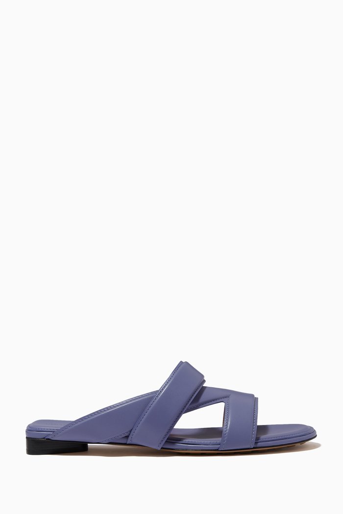 

The Band Flat Sandals in Calfskin, Purple