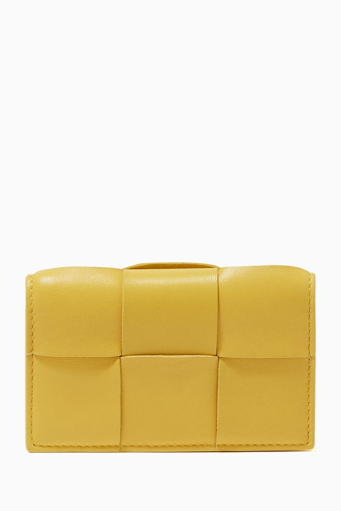 Card Case in Intrecciato Nappa, Yellow