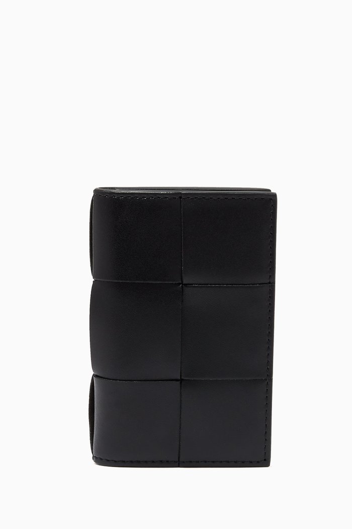 

Card Case in Intrecciato Urban Leather, Black