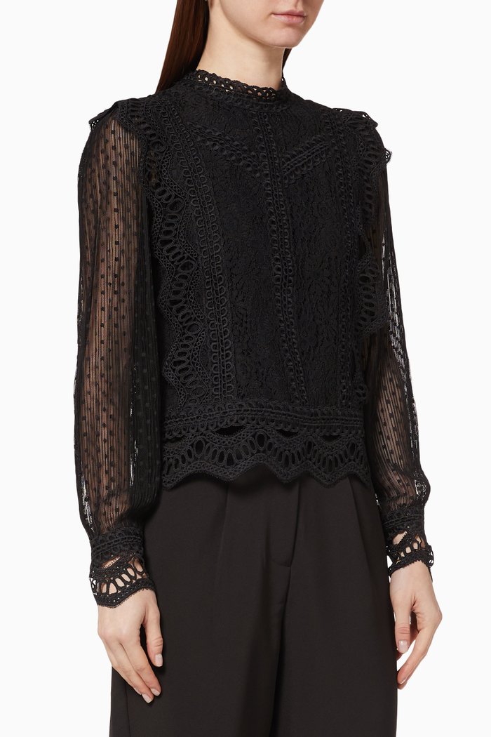 

Yassophira Lace Top, Black