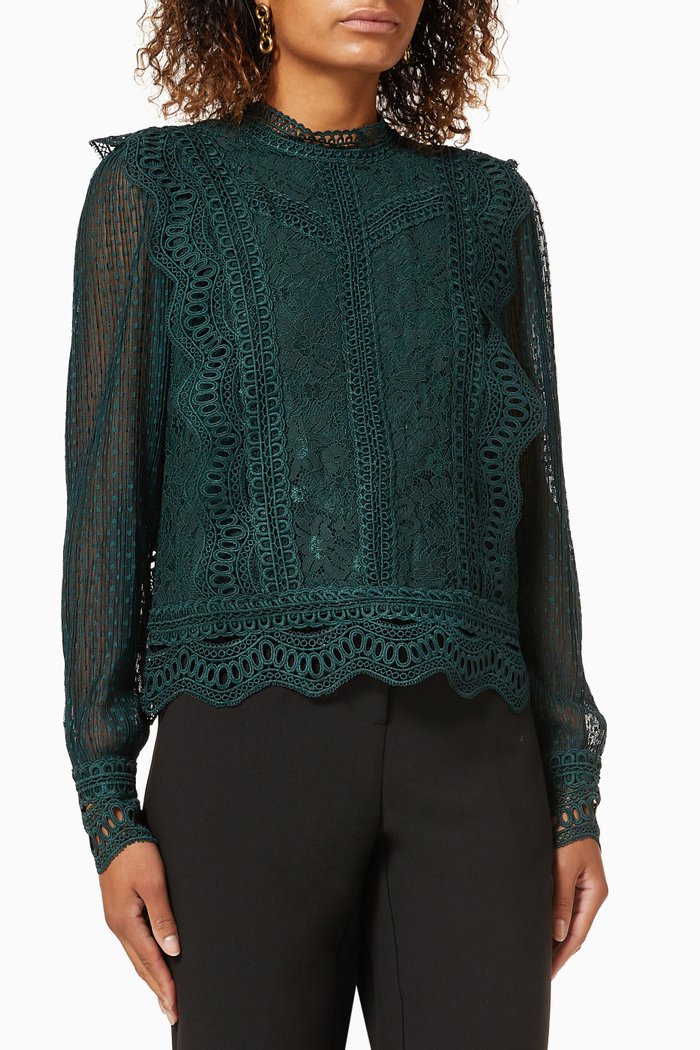 

Yassophira Lace Top, Green