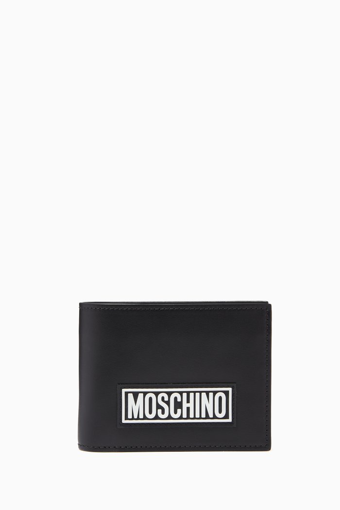 

Rubber Logo Bi-Fold Wallet in Leather, Black