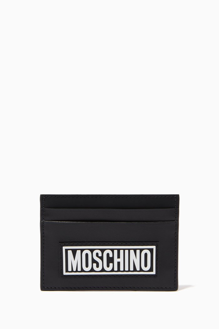 

Rubber Logo Cardholder in Leather, Black
