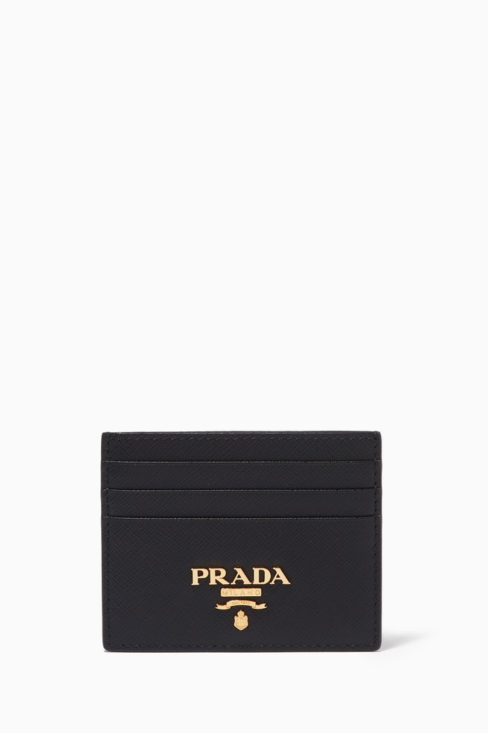 

Logo Card Holder in Saffiano Leather, Black