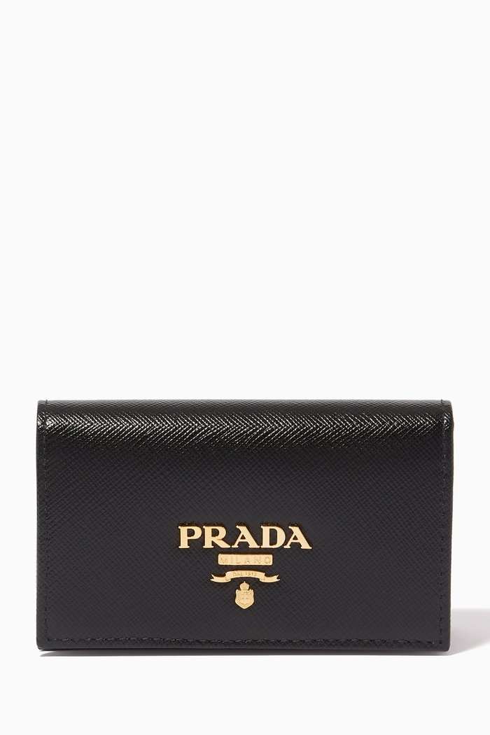 

Small Logo Wallet in Saffiano Leather, Black