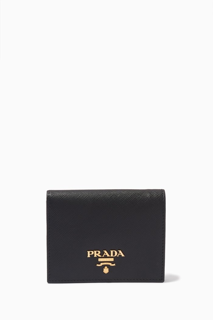 

Small Bi-fold Wallet in Saffiano Leather, Black