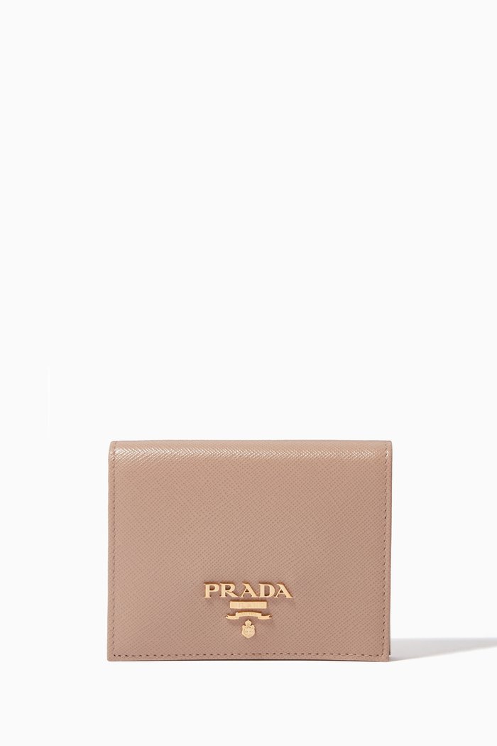 

Small Bi-fold Wallet in Saffiano Leather, Pink