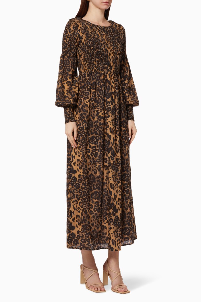 

Yasleonora Leopard Midi Dress, Multicolour