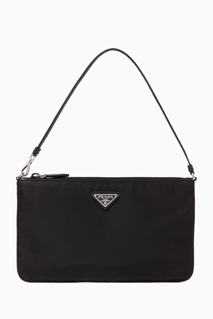 

Triangle Logo Mini Pouch Bag in Nylon, Black