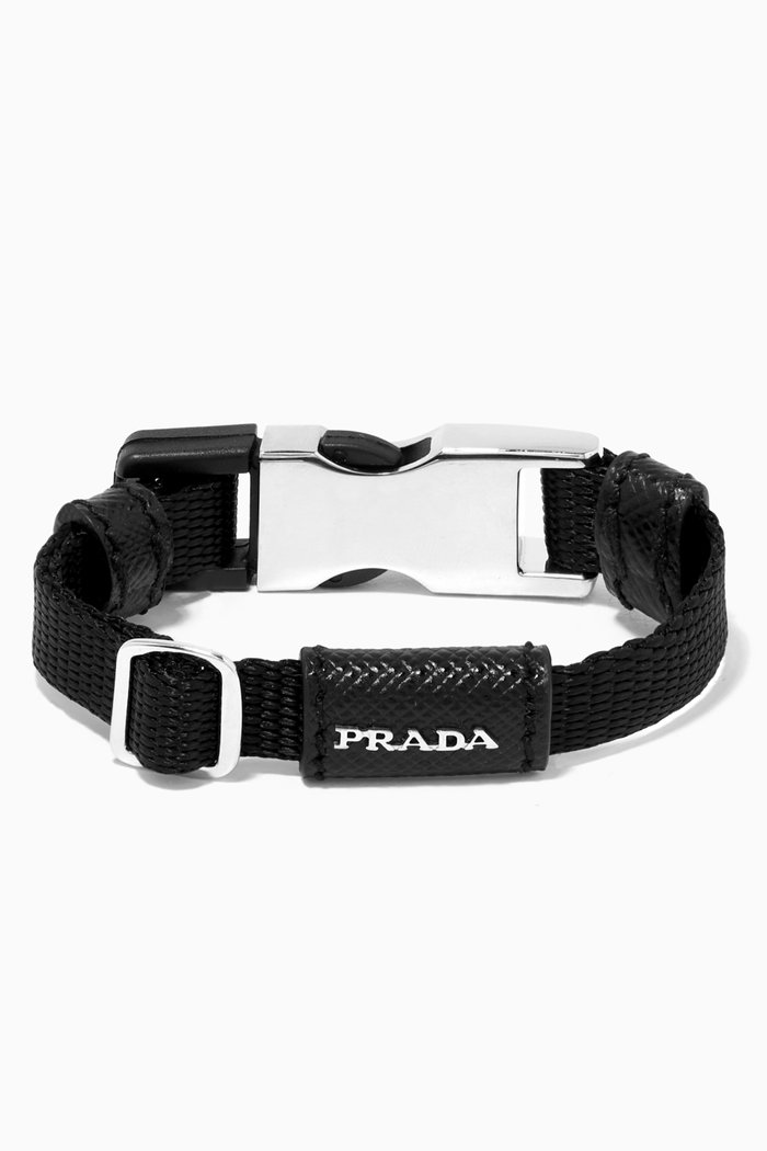 

Logo Buckle Bracelet in Woven Nylon, Black