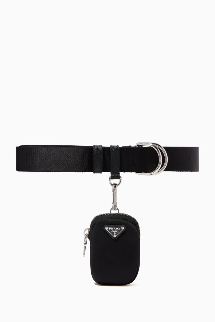 

Triangle Logo Belt with Pouch in Nylon, Black