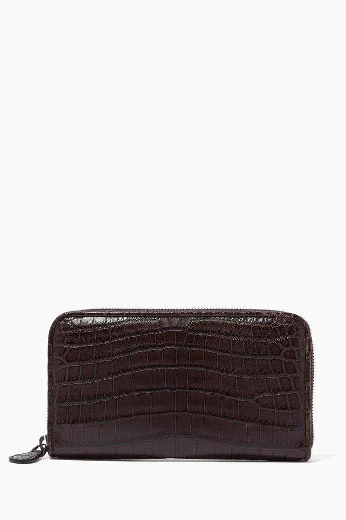 

Zip Around Wallet in Crocodile, Brown