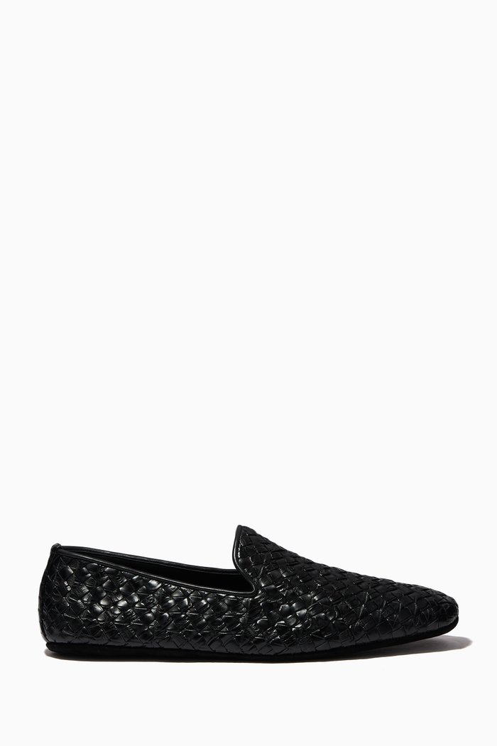 

Slippers in Intrecciato Crocodile, Black