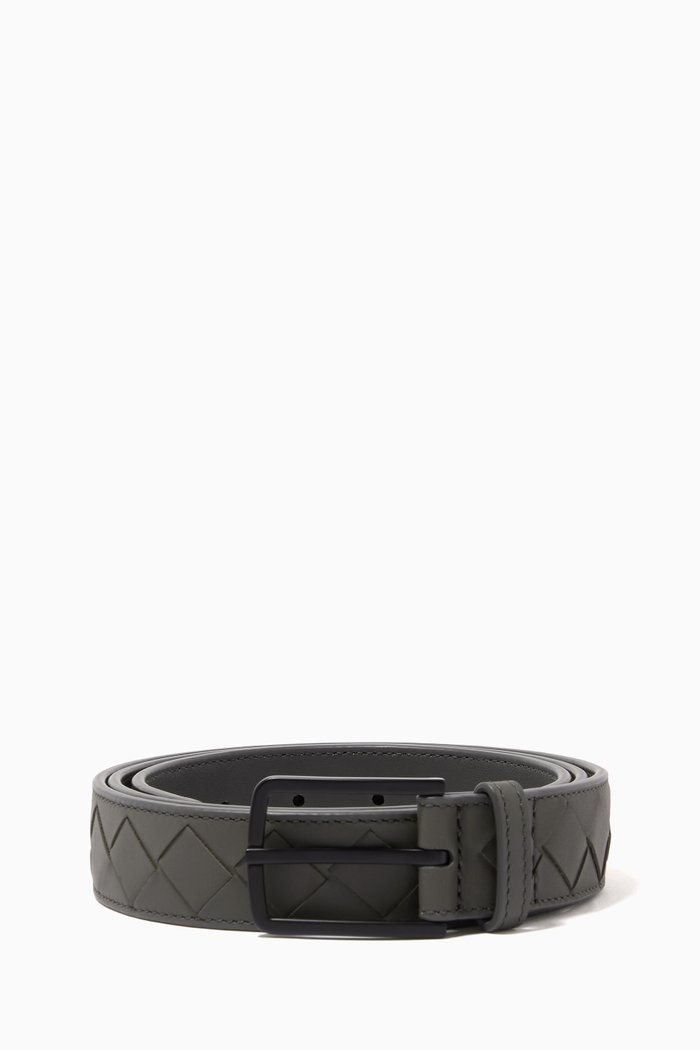 

Belt in Intrecciato Calfskin, 30mm, Grey