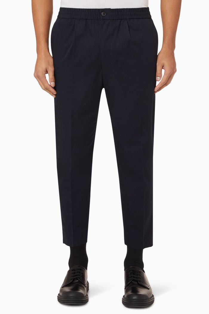 

Cotton Gabardine Cropped Trousers, Blue