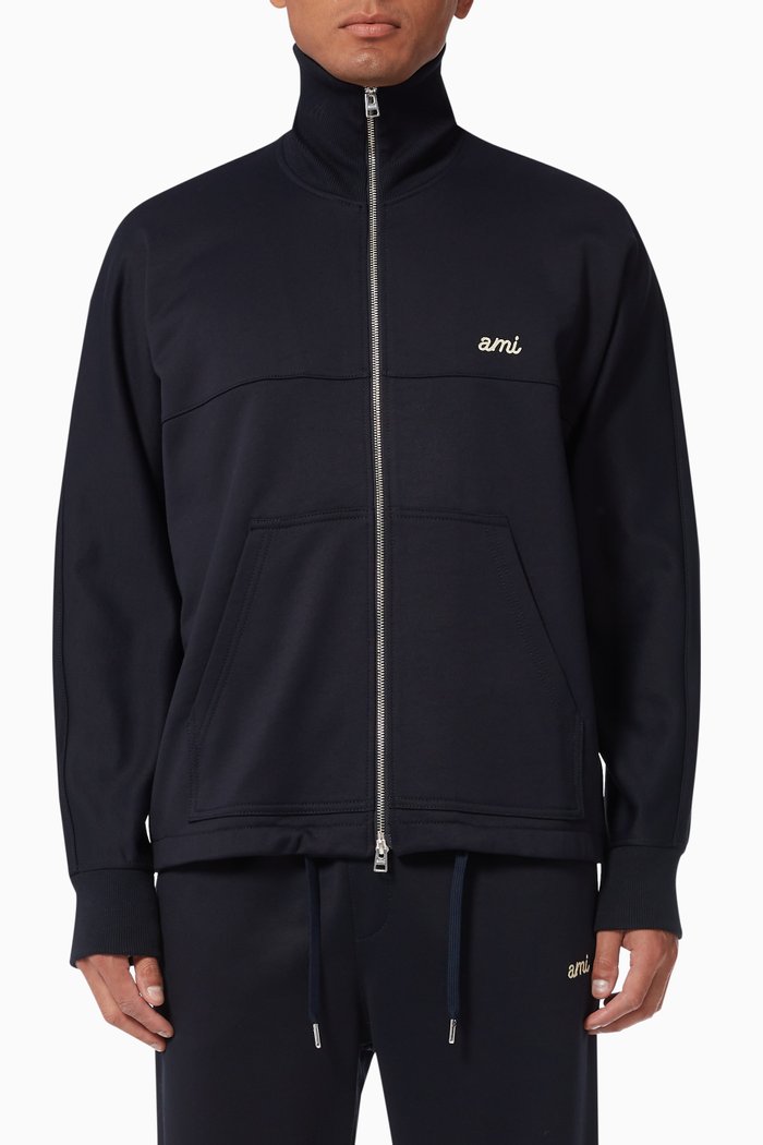 

Logo Zipped Jacket in Technical Knit, Blue