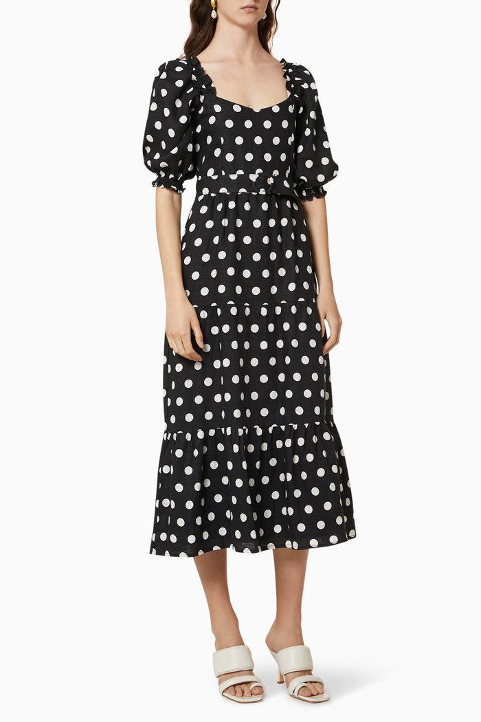

Rumi Linen Midi Dress, Black