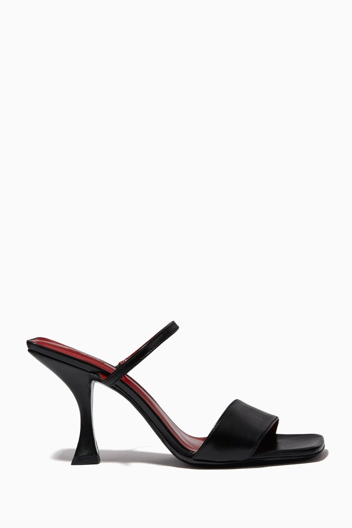Nayla 85 Mules in Creased Leather, Black