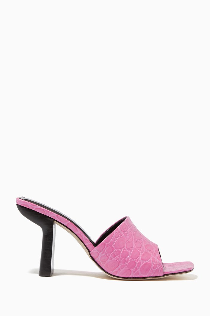 

Liliana 90 Mules in Circular Croco Embossed Leather, Pink