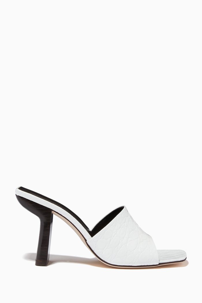 

Liliana 90 Mules in Circular Croco Embossed Leather, White