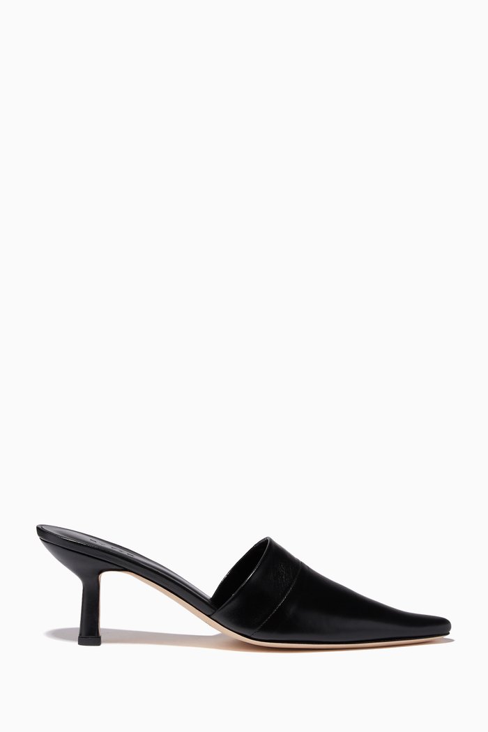 

Cynthia 65 Mules in Creased Leather, Black