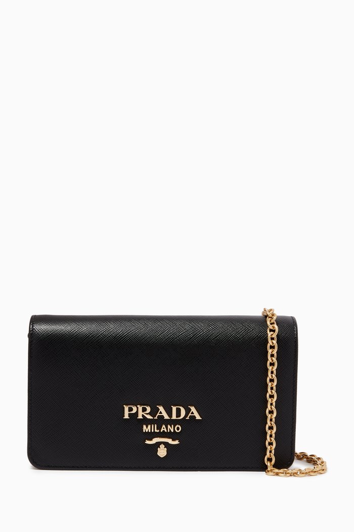 

Logo Mini Crossbody Bag in Saffiano Leather, Black