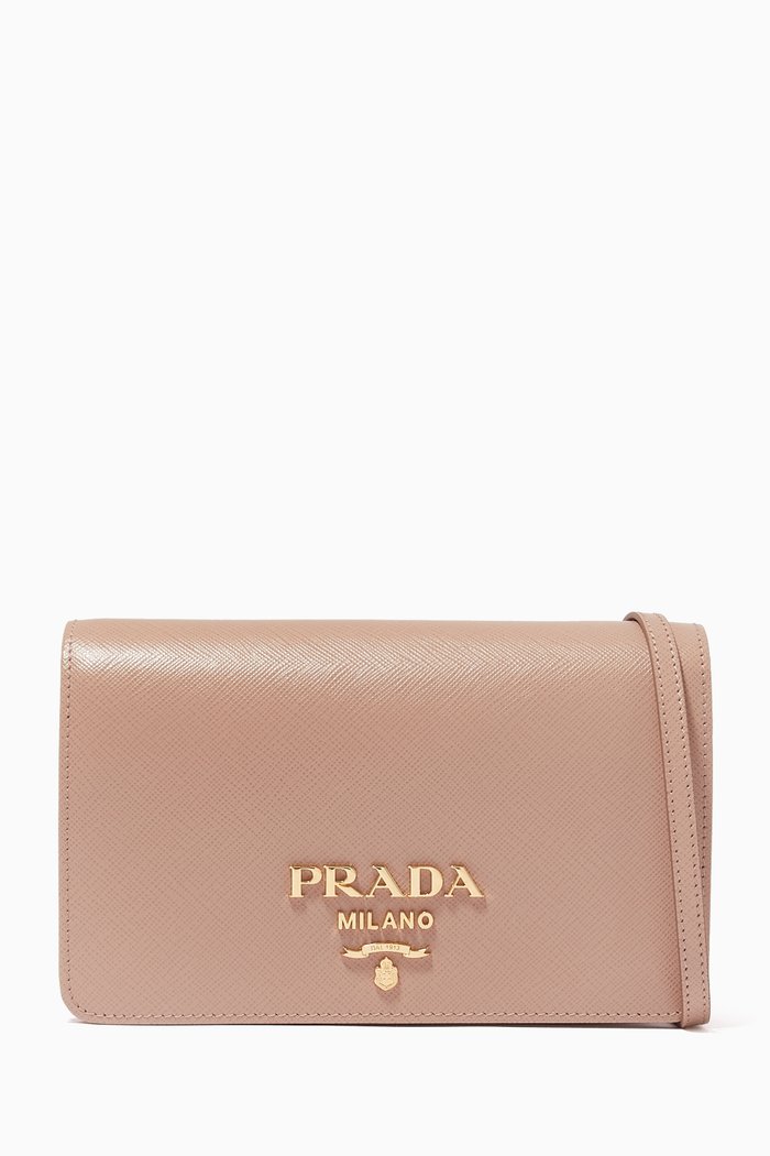 

Mini Crossbody Bag in Saffiano Leather, Pink