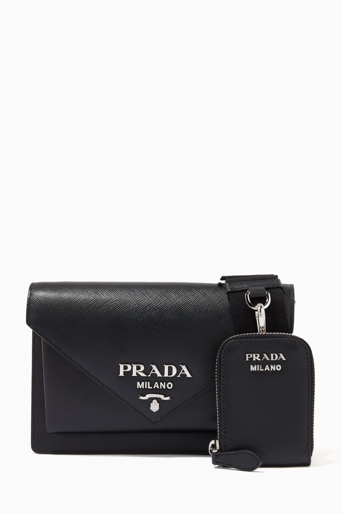 

Mini Crossbody Bag in Saffiano Leather, Black