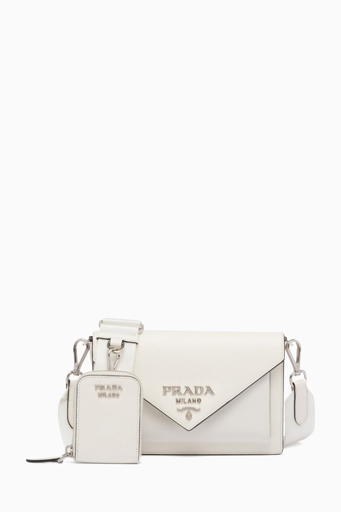 

Mini Crossbody Bag in Saffiano Leather, White