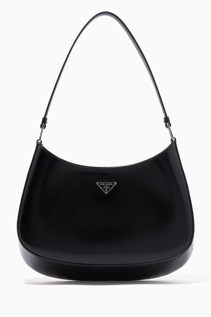 

Cleo Shoulder Bag in Brushed Leather, Black