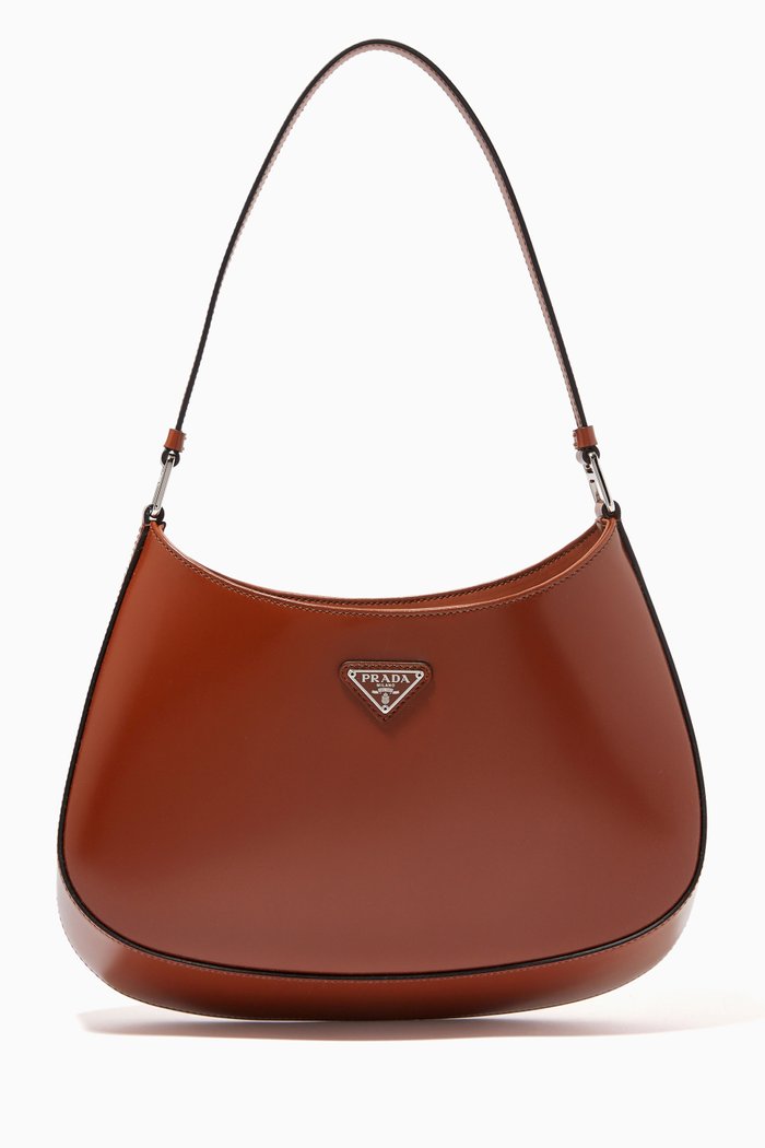 Cleo Shoulder Bag in Brushed Leather, Brown