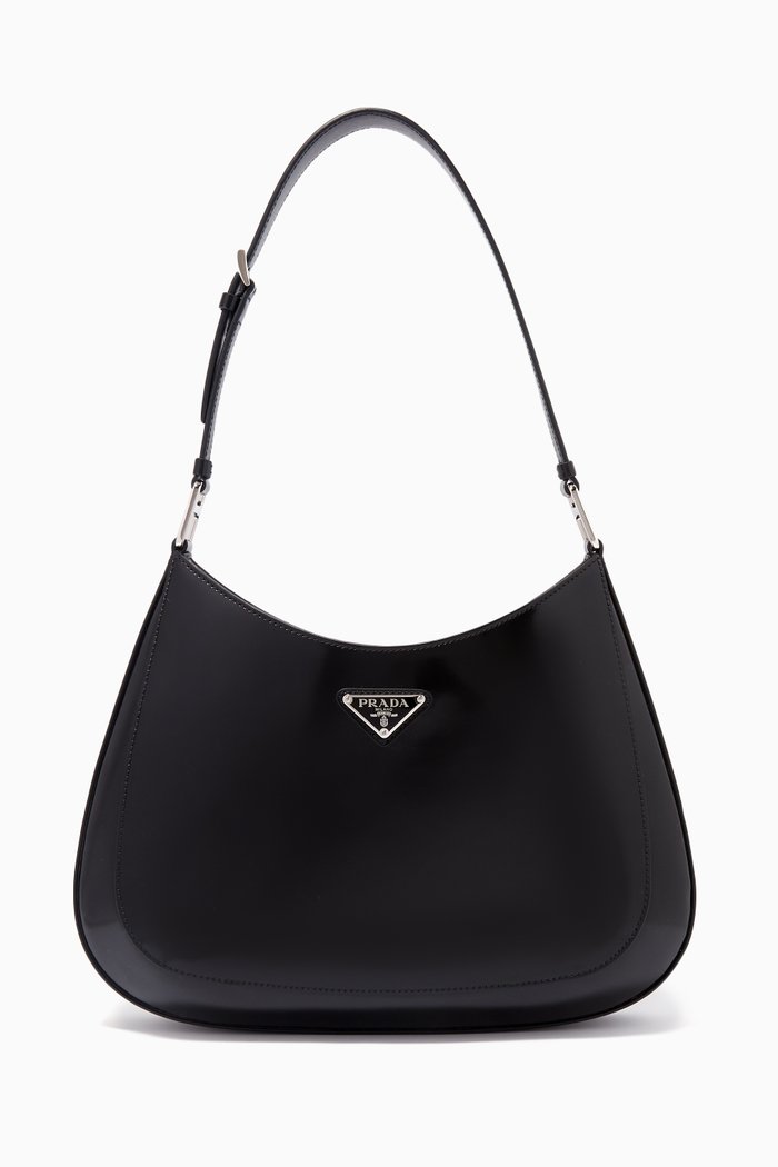 

Cleo Shoulder Bag in Brushed Leather, Black