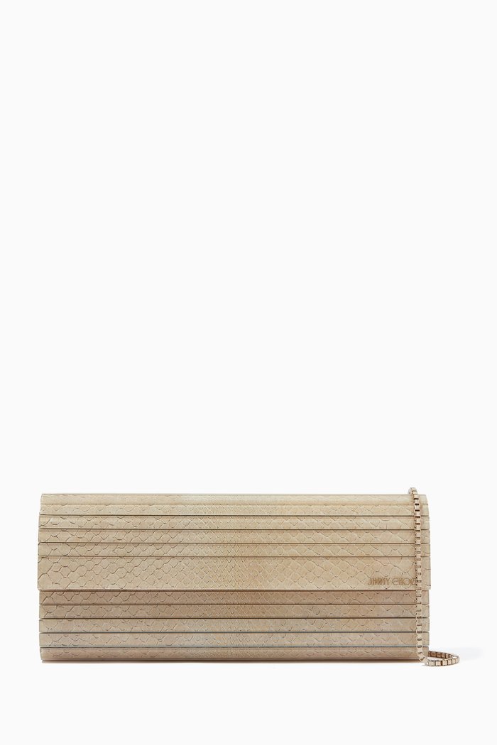 

Sweetie Clutch Bag in Snake-Print Fine Glitter Acrylic, Pink